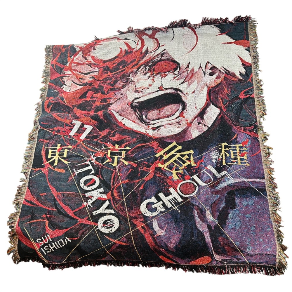 Tokyo Ghoul‎ Ken Kaneki Sui Ishida Woven Tapestry Throw Blanket 48x55 Anime Art
